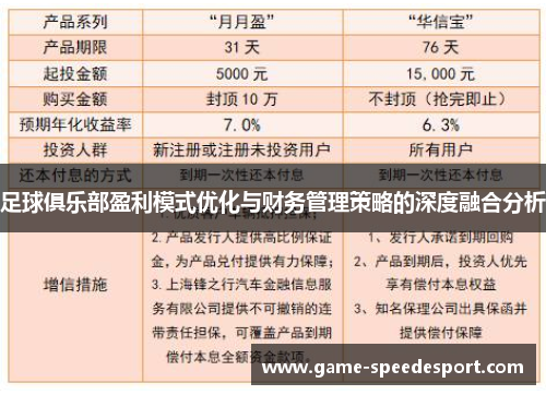 足球俱乐部盈利模式优化与财务管理策略的深度融合分析