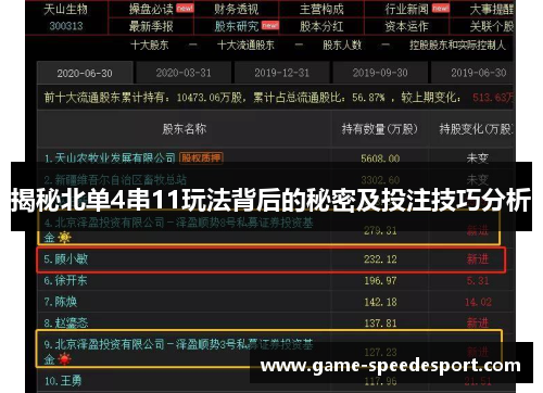 揭秘北单4串11玩法背后的秘密及投注技巧分析